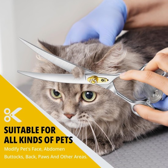 Dream Reach 8 Inch Dog Scissors Curved Fur Scissors - Dog Scissors with Ergonomic Handle, 440C Stainless Steel Fur Scissors for Dogs Cats Cutting, Professional Dog Hair Scissors with Adjustable Screw Dream Reach 8 Inch Dog Scissors Curved Fur Scissors - Dog Scissors with Ergonomic Handle, 440C Stainless Steel Fur Scissors for Dogs Cats Cutting, Professional Dog Hair Scissors with Adjustable Screw