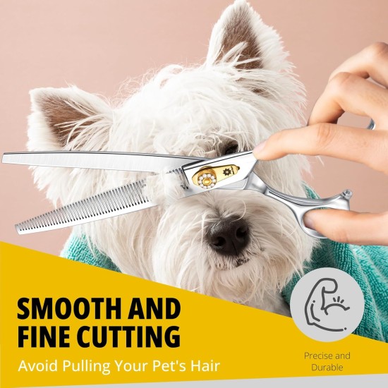Dream Reach 8 Inch Dog Scissors Curved Fur Scissors - Dog Scissors with Ergonomic Handle, 440C Stainless Steel Fur Scissors for Dogs Cats Cutting, Professional Dog Hair Scissors with Adjustable Screw Dream Reach 8 Inch Dog Scissors Curved Fur Scissors - Dog Scissors with Ergonomic Handle, 440C Stainless Steel Fur Scissors for Dogs Cats Cutting, Professional Dog Hair Scissors with Adjustable Screw