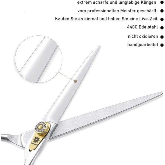 Dream Reach Professional Dog Scissors Curved Dog Grooming Scissors Pet Care Curved Scissors Made of 440C Japanese Stainless Steel Grooming for Dogs Cats (7 Inch Curved Scissors) Dream Reach Professional Dog Scissors Curved Dog Grooming Scissors Pet Care Curved Scissors Made of 440C Japanese Stainless Steel Grooming for Dogs Cats (7 Inch Curved Scissors)