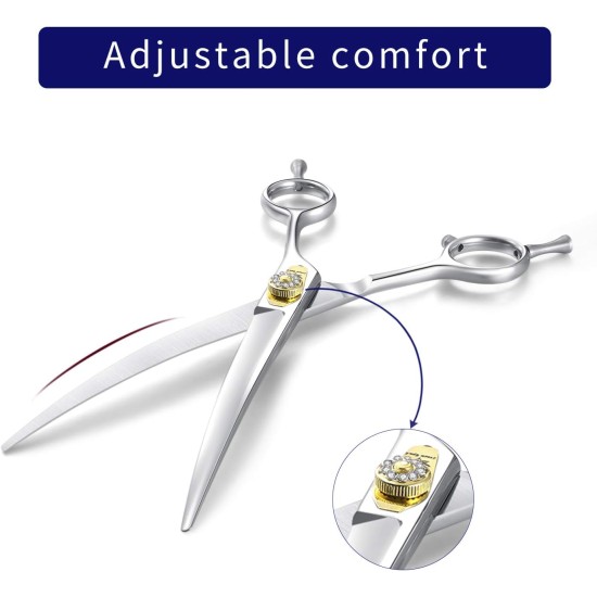 Dream Reach Professional Dog Scissors Curved Dog Grooming Scissors Pet Care Curved Scissors Made of 440C Japanese Stainless Steel Grooming for Dogs Cats (7 Inch Curved Scissors) Dream Reach Professional Dog Scissors Curved Dog Grooming Scissors Pet Care Curved Scissors Made of 440C Japanese Stainless Steel Grooming for Dogs Cats (7 Inch Curved Scissors)