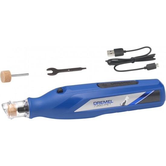 Dremel 7350 PET Claw Care with 3.6 V Battery Rotary Tool, Easy to Use, Lightweight Claw Grinder with 2 Sanding Accessories, 1 Protective Cover and 1 USB Cable, Suitable for Dogs and Cats Dremel 7350 PET Claw Care with 3.6 V Battery Rotary Tool, Easy to Use, Lightweight Claw Grinder with 2 Sanding Accessories, 1 Protective Cover and 1 USB Cable, Suitable for Dogs and Cats