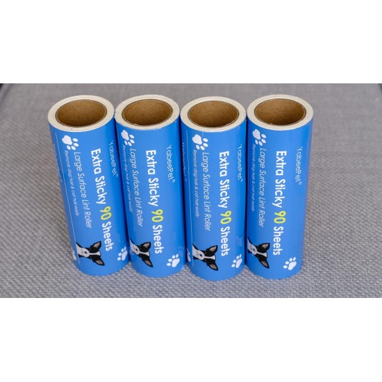 Extremely Sticky Lint Roller for Pet Hair Removal - Large Area 90 Sheets per Roll, 16cm Width, Pack of 1 Roll and 2 Refills Extremely Sticky Lint Roller for Pet Hair Removal - Large Area 90 Sheets per Roll, 16cm Width, Pack of 1 Roll and 2 Refills