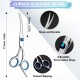 FINEASY Dog Scissors Set, Curved Dog Scissors, Fur Scissors for Dogs and Cats, Including Thinning Scissors, Curved Scissors, Grooming Comb, Stainless Steel Fur Scissors for Dogs and Cats (Blue)