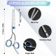 FINEASY Dog Scissors Set, Curved Dog Scissors, Fur Scissors for Dogs and Cats, Including Thinning Scissors, Curved Scissors, Grooming Comb, Stainless Steel Fur Scissors for Dogs and Cats (Blue)