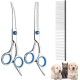 FINEASY Dog Scissors Set, Curved Dog Scissors, Fur Scissors for Dogs and Cats, Including Thinning Scissors, Curved Scissors, Grooming Comb, Stainless Steel Fur Scissors for Dogs and Cats (Blue)
