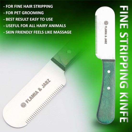 FLAMIA & JABZ FJ Professional Wire Stripping Knife Set (6 Piece Set) for Dogs and Pets Wooden Handle with Stainless Steel Blade (Right-Handed Use)(Green) FLAMIA & JABZ FJ Professional Wire Stripping Knife Set (6 Piece Set) for Dogs and Pets Wooden Handle with Stainless Steel Blade (Right-Handed Use)(Green)