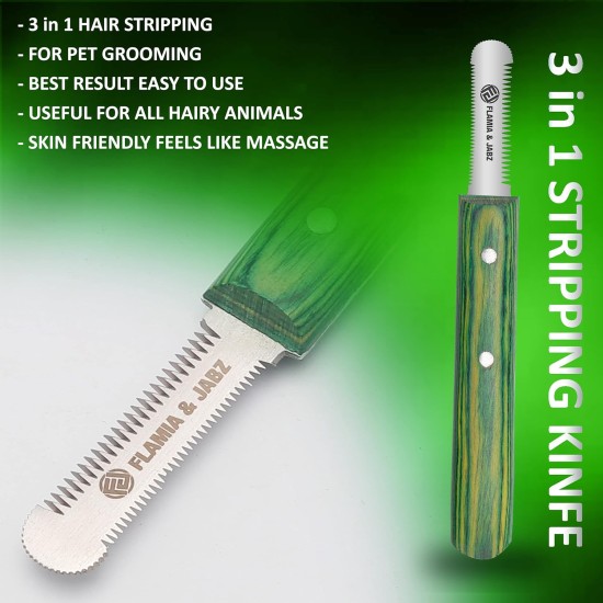 FLAMIA & JABZ FJ Professional Wire Stripping Knife Set (6 Piece Set) for Dogs and Pets Wooden Handle with Stainless Steel Blade (Right-Handed Use)(Green) FLAMIA & JABZ FJ Professional Wire Stripping Knife Set (6 Piece Set) for Dogs and Pets Wooden Handle with Stainless Steel Blade (Right-Handed Use)(Green)