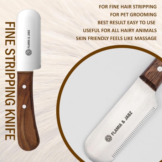 FLAMIA & JABZ Professional Dog Grooming Hand Stripping Knife, Wire Stripping Knife, Red Meranti Wood Handle, Non-Slip Handle with Stainless Steel Blade (3 Pieces, Right Hand) FLAMIA & JABZ Professional Dog Grooming Hand Stripping Knife, Wire Stripping Knife, Red Meranti Wood Handle, Non-Slip Handle with Stainless Steel Blade (3 Pieces, Right Hand)