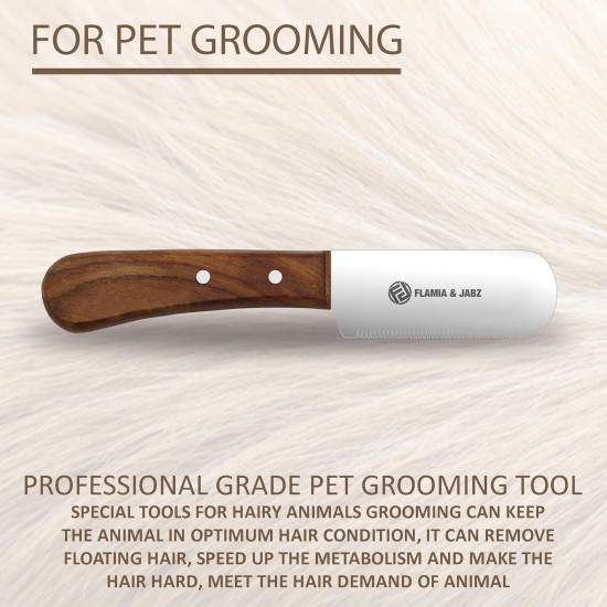 FLAMIA & JABZ Professional Dog Grooming Hand Stripping Knife, Wire Stripping Knife, Red Meranti Wood Handle, Non-Slip Handle with Stainless Steel Blade (3 Pieces, Right Hand) FLAMIA & JABZ Professional Dog Grooming Hand Stripping Knife, Wire Stripping Knife, Red Meranti Wood Handle, Non-Slip Handle with Stainless Steel Blade (3 Pieces, Right Hand)