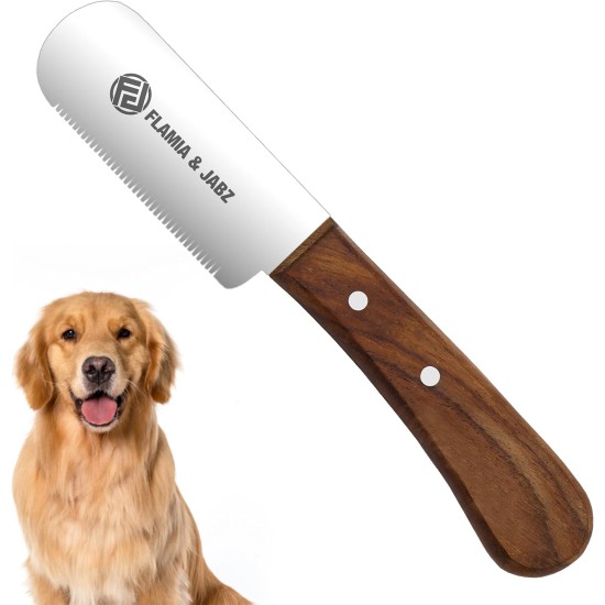FLAMIA & JABZ Professional Dog Grooming Hand Stripping Knife, Wire Stripping Knife, Red Meranti Wood Handle, Non-Slip Handle with Stainless Steel Blade (3 Pieces, Right Hand) FLAMIA & JABZ Professional Dog Grooming Hand Stripping Knife, Wire Stripping Knife, Red Meranti Wood Handle, Non-Slip Handle with Stainless Steel Blade (3 Pieces, Right Hand)