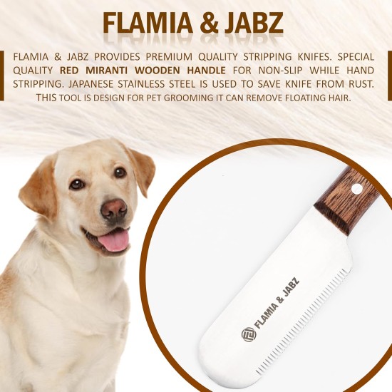 FLAMIA & JABZ Professional Dog Grooming Hand Stripping Knife, Wire Stripping Knife, Red Meranti Wood Handle, Non-Slip Handle with Stainless Steel Blade (3 Pieces, Right Hand) FLAMIA & JABZ Professional Dog Grooming Hand Stripping Knife, Wire Stripping Knife, Red Meranti Wood Handle, Non-Slip Handle with Stainless Steel Blade (3 Pieces, Right Hand)