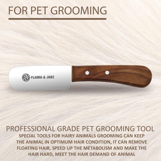 FLAMIA & JABZ Professional Dog Grooming Hand Stripping Knife, Wire Stripping Knife, Red Meranti Wood Handle, Non-Slip Handle with Stainless Steel Blade (3 Pieces, Right Hand) FLAMIA & JABZ Professional Dog Grooming Hand Stripping Knife, Wire Stripping Knife, Red Meranti Wood Handle, Non-Slip Handle with Stainless Steel Blade (3 Pieces, Right Hand)