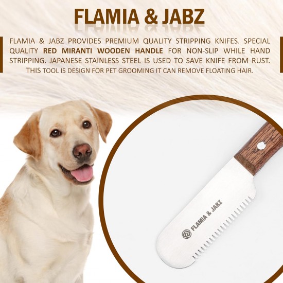 FLAMIA & JABZ Professional Dog Grooming Hand Stripping Knife, Wire Stripping Knife, Red Meranti Wood Handle, Non-Slip Handle with Stainless Steel Blade (3 Pieces, Right Hand) FLAMIA & JABZ Professional Dog Grooming Hand Stripping Knife, Wire Stripping Knife, Red Meranti Wood Handle, Non-Slip Handle with Stainless Steel Blade (3 Pieces, Right Hand)