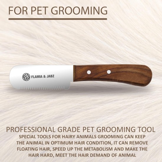 FLAMIA & JABZ Professional Dog Grooming Hand Stripping Knife, Wire Stripping Knife, Red Meranti Wood Handle, Non-Slip Handle with Stainless Steel Blade (3 Pieces, Right Hand) FLAMIA & JABZ Professional Dog Grooming Hand Stripping Knife, Wire Stripping Knife, Red Meranti Wood Handle, Non-Slip Handle with Stainless Steel Blade (3 Pieces, Right Hand)