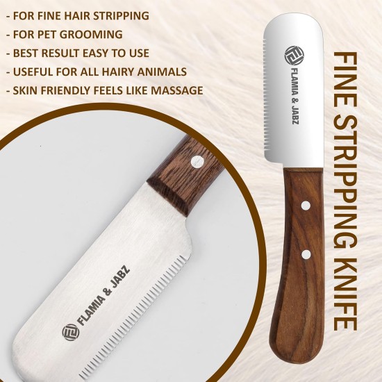 FLAMIA & JABZ Professional Dog Grooming Hand Stripping Knife, Wire Stripping Knife, Red Meranti Wood Handle, Non-Slip Handle with Stainless Steel Blade (3 Pieces, Right Hand) FLAMIA & JABZ Professional Dog Grooming Hand Stripping Knife, Wire Stripping Knife, Red Meranti Wood Handle, Non-Slip Handle with Stainless Steel Blade (3 Pieces, Right Hand)