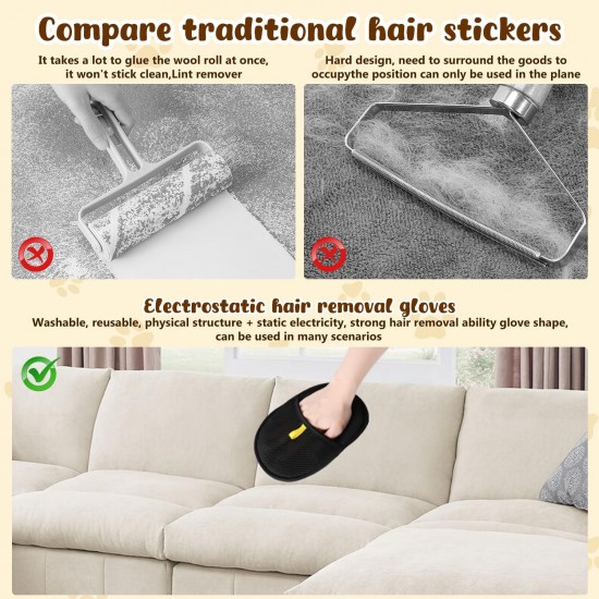 Fellmagnet Gloves 2025 - Double-Sided Grooming Gloves for Cats/Dogs, Antistatic Hair Removal on Sofa & Clothes, Reusable with Massage Function for Shiny Animal Fur - Pack of 2 Fellmagnet Gloves 2025 - Double-Sided Grooming Gloves for Cats/Dogs, Antistatic Hair Removal on Sofa & Clothes, Reusable with Massage Function for Shiny Animal Fur - Pack of 2