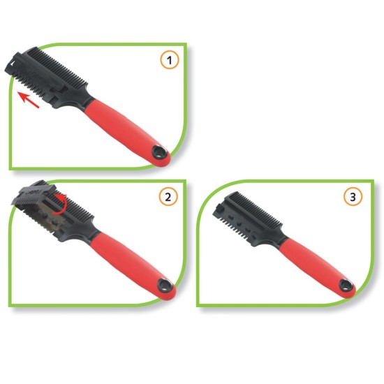 Ferplast Dog Comb with Razor, Integrated Blade, Dual Function Dual Function Plastic Teeth in Two Sizes, Non-Slip Handle Ferplast Dog Comb with Razor, Integrated Blade, Dual Function Dual Function Plastic Teeth in Two Sizes, Non-Slip Handle