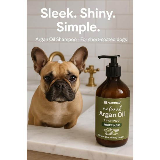 Flamingo Dog Shampoo with Argan Oil for Dogs with a Dark Coat 500 ml Suitable for All Fur and Skin Types Nourishes and Nourishes the Coat Strengthens the Colour and Shine of the Dark Coat