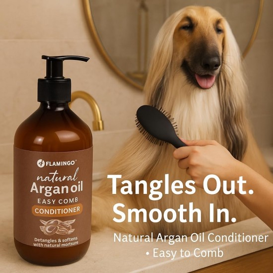 Flamingo Dog Shampoo with Argan Oil for Dogs with a Dark Coat 500 ml Suitable for All Fur and Skin Types Nourishes and Nourishes the Coat Strengthens the Colour and Shine of the Dark Coat