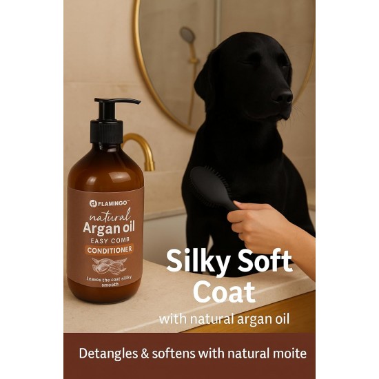 Flamingo Dog Shampoo with Argan Oil for Dogs with a Dark Coat 500 ml Suitable for All Fur and Skin Types Nourishes and Nourishes the Coat Strengthens the Colour and Shine of the Dark Coat
