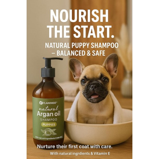 Flamingo Dog Shampoo with Argan Oil for Dogs with a Dark Coat 500 ml Suitable for All Fur and Skin Types Nourishes and Nourishes the Coat Strengthens the Colour and Shine of the Dark Coat
