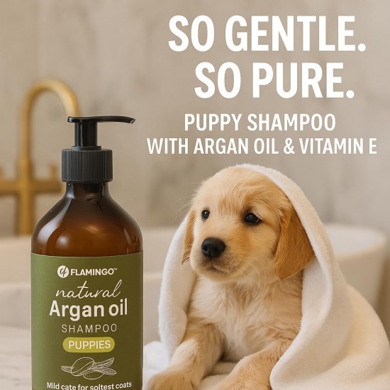 Flamingo Dog Shampoo with Argan Oil for Dogs with a Dark Coat 500 ml Suitable for All Fur and Skin Types Nourishes and Nourishes the Coat Strengthens the Colour and Shine of the Dark Coat