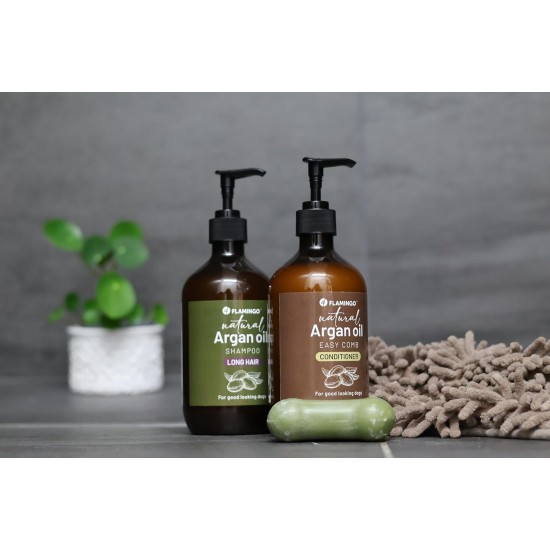 Flamingo Natural Shampoo with Argan Oil for Dogs with Long Coat 500 ml - Suitable for All Coat and Skin Types - Nourishes and Ensures the Natural Shine of the Coat Flamingo Natural Shampoo with Argan Oil for Dogs with Long Coat 500 ml - Suitable for All Coat and Skin Types - Nourishes and Ensures the Natural Shine of the Coat