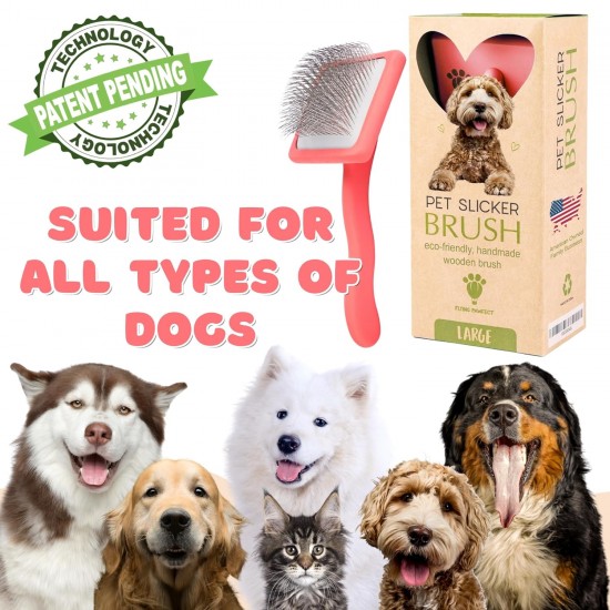 Flying Pawfect Pet Slicker Brush with Soft Flexible Massage Pens, Detangling and Deshedding for Thick Coat, Loose Hair and Undercoat, Professional Grooming Tool Flying Pawfect Pet Slicker Brush with Soft Flexible Massage Pens, Detangling and Deshedding for Thick Coat, Loose Hair and Undercoat, Professional Grooming Tool