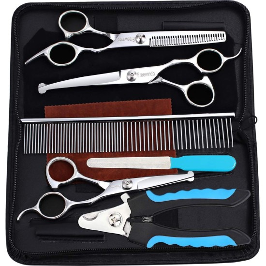 Freewindo Dog Scissors, Grooming Scissors, Round Tip, Durable Stainless Steel, Dog Scissors, Dog Nail Clippers for Whole Body Care Freewindo Dog Scissors, Grooming Scissors, Round Tip, Durable Stainless Steel, Dog Scissors, Dog Nail Clippers for Whole Body Care