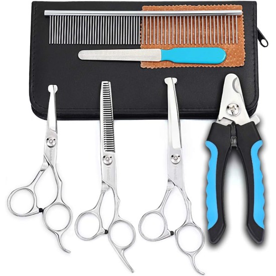 Freewindo Dog Scissors, Grooming Scissors, Round Tip, Durable Stainless Steel, Dog Scissors, Dog Nail Clippers for Whole Body Care Freewindo Dog Scissors, Grooming Scissors, Round Tip, Durable Stainless Steel, Dog Scissors, Dog Nail Clippers for Whole Body Care