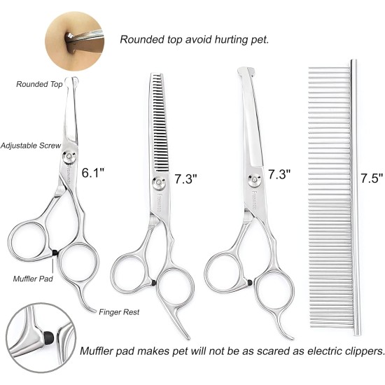 Freewindo Dog Scissors, Grooming Scissors, Round Tip, Durable Stainless Steel, Dog Scissors, Dog Nail Clippers for Whole Body Care Freewindo Dog Scissors, Grooming Scissors, Round Tip, Durable Stainless Steel, Dog Scissors, Dog Nail Clippers for Whole Body Care
