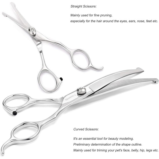 Freewindo Dog Scissors, Grooming Scissors, Round Tip, Durable Stainless Steel, Dog Scissors, Dog Nail Clippers for Whole Body Care Freewindo Dog Scissors, Grooming Scissors, Round Tip, Durable Stainless Steel, Dog Scissors, Dog Nail Clippers for Whole Body Care