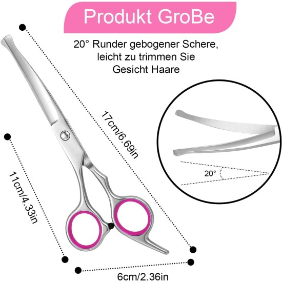Fur Scissors for Dogs and Cats, Curved Scissors Dog Scissors Set, Professional Round Grooming Scissors, Pet Comb, Made of Robust Stainless Steel (Pink) Fur Scissors for Dogs and Cats, Curved Scissors Dog Scissors Set, Professional Round Grooming Scissors, Pet Comb, Made of Robust Stainless Steel (Pink)
