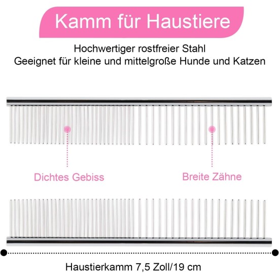 Fur Scissors for Dogs and Cats, Curved Scissors Dog Scissors Set, Professional Round Grooming Scissors, Pet Comb, Made of Robust Stainless Steel (Pink) Fur Scissors for Dogs and Cats, Curved Scissors Dog Scissors Set, Professional Round Grooming Scissors, Pet Comb, Made of Robust Stainless Steel (Pink)