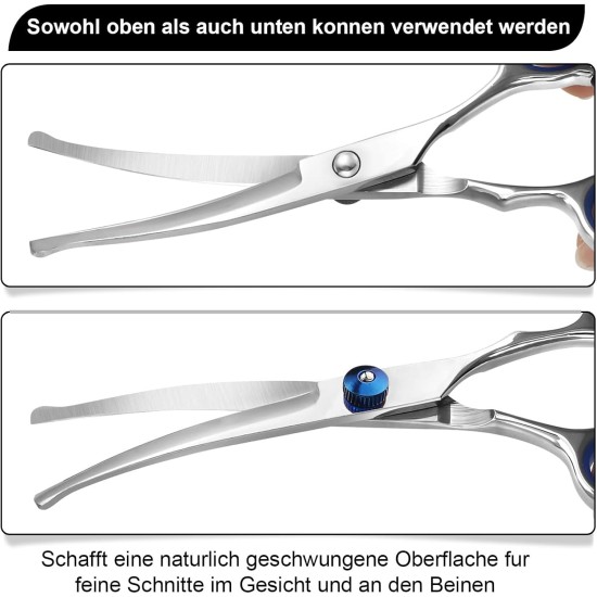 Fur Scissors for Dogs and Cats, Curved Scissors Dog Scissors Set, Professional Round Grooming Scissors, Pet Comb, Made of Robust Stainless Steel (Pink) Fur Scissors for Dogs and Cats, Curved Scissors Dog Scissors Set, Professional Round Grooming Scissors, Pet Comb, Made of Robust Stainless Steel (Pink)
