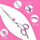 Fur Scissors for Dogs and Cats, Curved Scissors Dog Scissors Set, Professional Round Grooming Scissors, Pet Comb, Made of Robust Stainless Steel (Pink) Fur Scissors for Dogs and Cats, Curved Scissors Dog Scissors Set, Professional Round Grooming Scissors, Pet Comb, Made of Robust Stainless Steel (Pink)