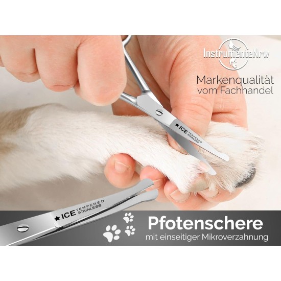 Fur scissors, paw scissors, bent, dogs hair, with micro-serration, 11,5 cm Fur scissors, paw scissors, bent, dogs hair, with micro-serration, 11,5 cm