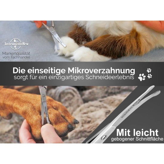 Fur scissors, paw scissors, bent, dogs hair, with micro-serration, 11,5 cm Fur scissors, paw scissors, bent, dogs hair, with micro-serration, 11,5 cm