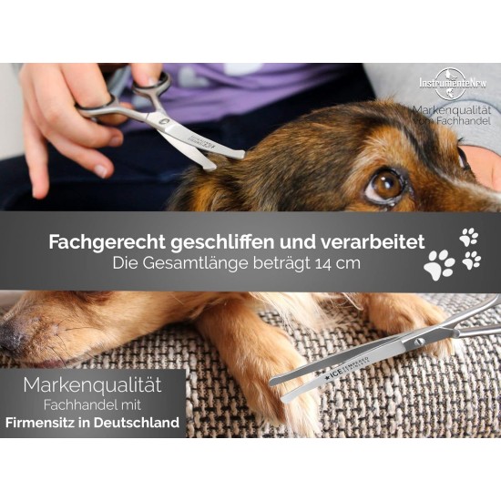 Fur scissors, paw scissors, bent, dogs hair, with micro-serration, 11,5 cm Fur scissors, paw scissors, bent, dogs hair, with micro-serration, 11,5 cm