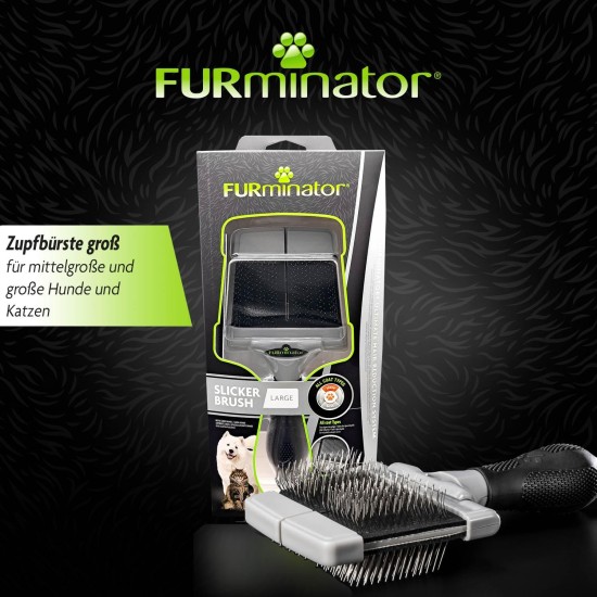 Furminator Slicker Brush Size L Hard - Large Brush with Hard Bristles for Dogs and Cats with Curly, Medium or Long Fur Furminator Slicker Brush Size L Hard - Large Brush with Hard Bristles for Dogs and Cats with Curly, Medium or Long Fur