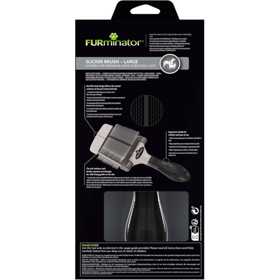 Furminator Slicker Brush Size L Hard - Large Brush with Hard Bristles for Dogs and Cats with Curly, Medium or Long Fur Furminator Slicker Brush Size L Hard - Large Brush with Hard Bristles for Dogs and Cats with Curly, Medium or Long Fur