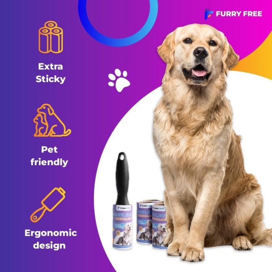 Furry Free Lint Roller Pet Hair Extra Strong - 600 Sheets Lint Roller Set - Lint Roller Clothing, Floor etc. - Lint Rollers Large Pack XXL 10 Lint Rolls Attachments of 60 Sheets & 2 Lint Roll Holders Furry Free Lint Roller Pet Hair Extra Strong - 600 Sheets Lint Roller Set - Lint Roller Clothing, Floor etc. - Lint Rollers Large Pack XXL 10 Lint Rolls Attachments of 60 Sheets & 2 Lint Roll Holders