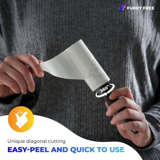 Furry Free Lint Roller Pet Hair Extra Strong - 600 Sheets Lint Roller Set - Lint Roller Clothing, Floor etc. - Lint Rollers Large Pack XXL 10 Lint Rolls Attachments of 60 Sheets & 2 Lint Roll Holders Furry Free Lint Roller Pet Hair Extra Strong - 600 Sheets Lint Roller Set - Lint Roller Clothing, Floor etc. - Lint Rollers Large Pack XXL 10 Lint Rolls Attachments of 60 Sheets & 2 Lint Roll Holders