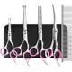 GEMEK Pet Cat Dog Grooming Scissors Set of 4 Stainless Steel Professional Pet Trimmer Kit - 7.5 Inch Straight Scissors, Thinning Scissors, Curved Scissors, Grooming Combs GEMEK Pet Cat Dog Grooming Scissors Set of 4 Stainless Steel Professional Pet Trimmer Kit - 7.5 Inch Straight Scissors, Thinning Scissors, Curved Scissors, Grooming Combs