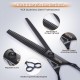 GEMEK Professional Grooming Scissors for Dogs with Round Safety Tips, Dog Grooming Scissors Set - Thinning, Straight, Curved Scissors and Comb for Long Short Hair for Dog Cat Pet