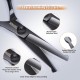 GEMEK Professional Grooming Scissors for Dogs with Round Safety Tips, Dog Grooming Scissors Set - Thinning, Straight, Curved Scissors and Comb for Long Short Hair for Dog Cat Pet