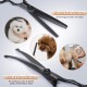 GEMEK Professional Grooming Scissors for Dogs with Round Safety Tips, Dog Grooming Scissors Set - Thinning, Straight, Curved Scissors and Comb for Long Short Hair for Dog Cat Pet