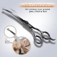 GEMEK Professional Grooming Scissors for Dogs with Round Safety Tips, Dog Grooming Scissors Set - Thinning, Straight, Curved Scissors and Comb for Long Short Hair for Dog Cat Pet