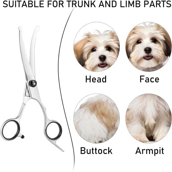 GOTFUN Pack of 4 Dog Grooming Scissors Curved Scissors with Safety Round Tips Professional Thin Scissors Stainless Steel Pet Grooming Scissors Set with Thin Scissors for Dogs Cats Pets GOTFUN Pack of 4 Dog Grooming Scissors Curved Scissors with Safety Round Tips Professional Thin Scissors Stainless Steel Pet Grooming Scissors Set with Thin Scissors for Dogs Cats Pets