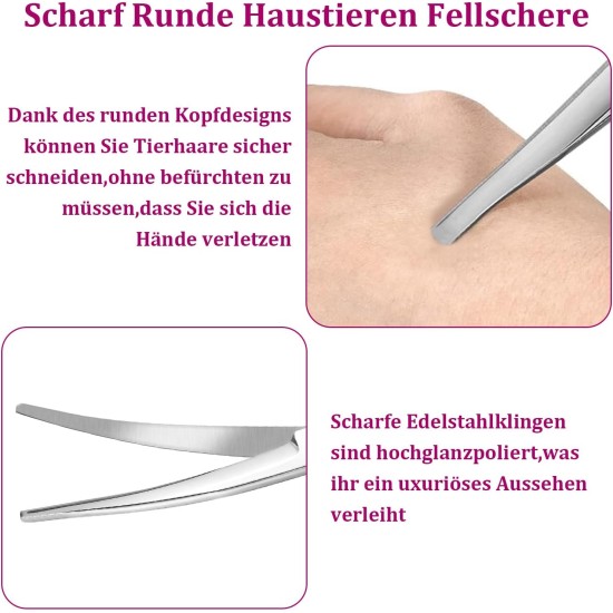 Geaanen Dog Scissors, Fur Scissors for Dogs and Cats, Curved Scissors Dog Scissors Set, Professional Round Grooming Scissors, Cat Grooming Scissors, Dog Grooming Scissors for Cats and Other Pets Geaanen Dog Scissors, Fur Scissors for Dogs and Cats, Curved Scissors Dog Scissors Set, Professional Round Grooming Scissors, Cat Grooming Scissors, Dog Grooming Scissors for Cats and Other Pets
